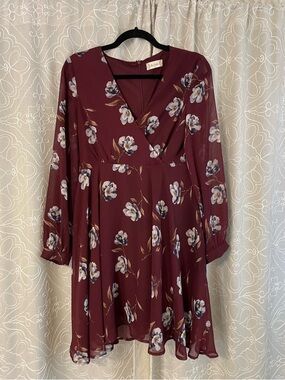 Altar’d State Burgundy Floral Dress M